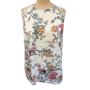 Suzanne Betro Mixed Media Floral Print Sleeveless Crew Neck Tunic, Size L